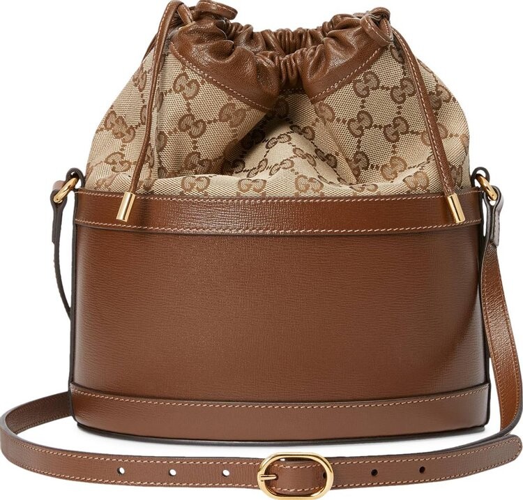 Женская сумка Gucci Horsebit 1955 Bucket, коричневая — фото 4