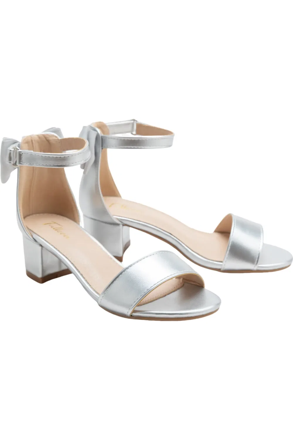 Детские сандалии на каблуке-блоке Metallic Banded Tulleen, Silver