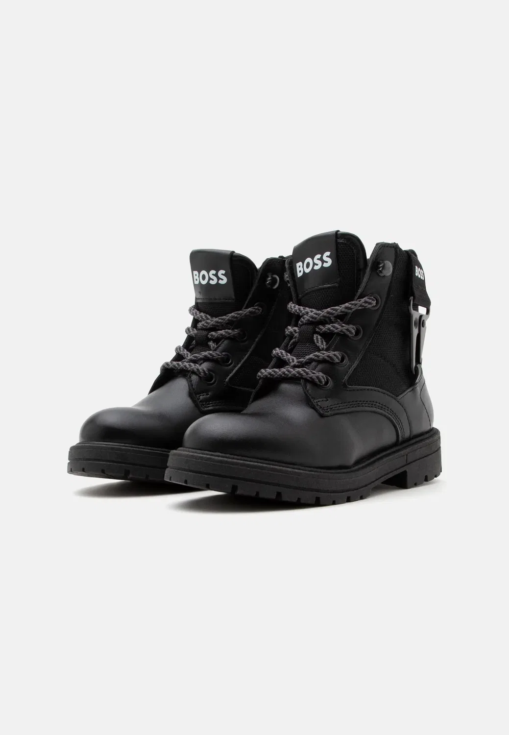 Детские и подростковые ботинки - ботильоны на шнуровке Boss Kidswear, Black — фото 2