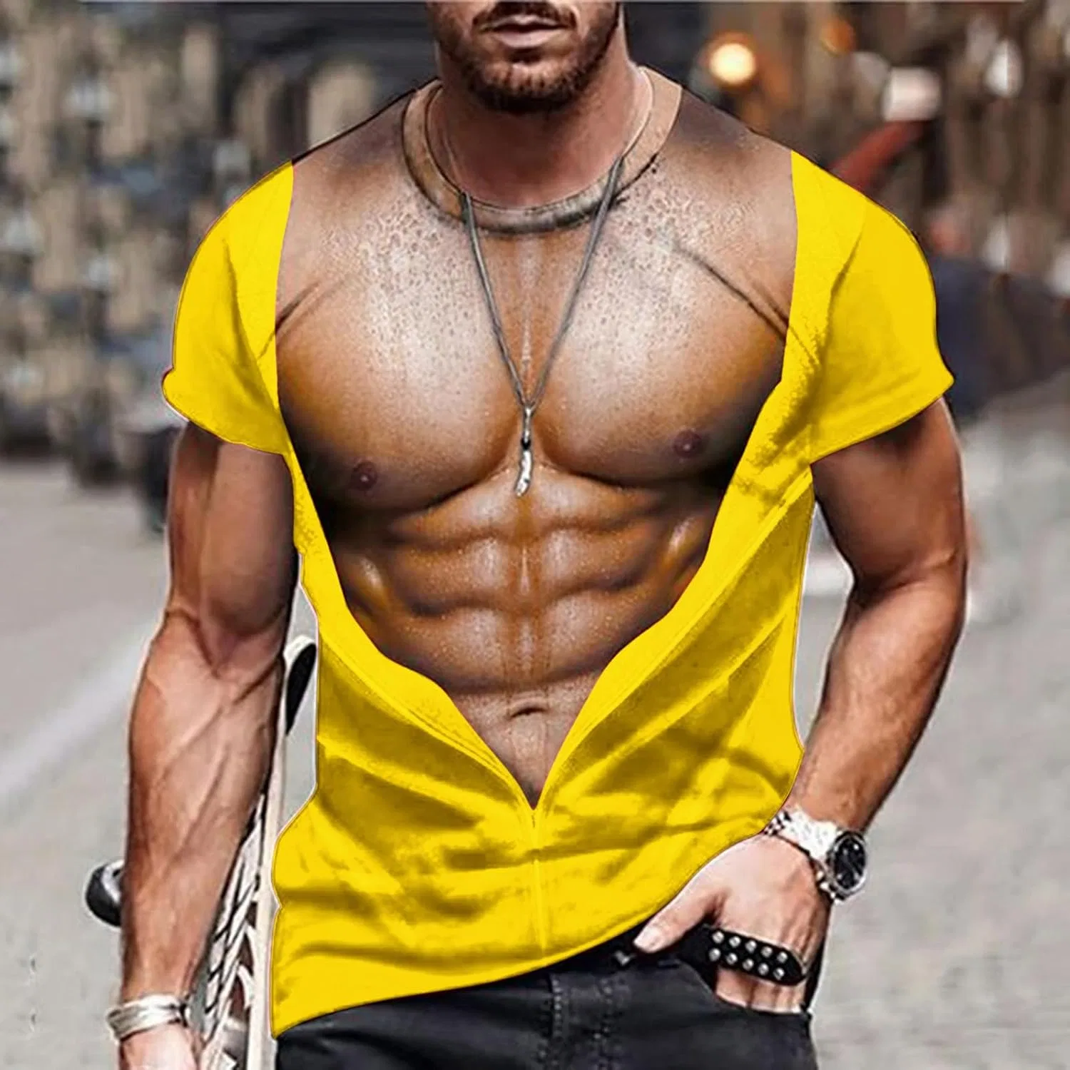 Мужская футболка с принтом Oversize Generic, Yellow — фото 2