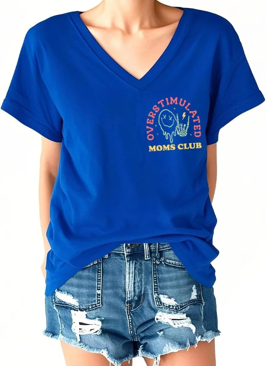 Футболка с принтом Overstimulated Moms Club, Cotton, White — фото 3