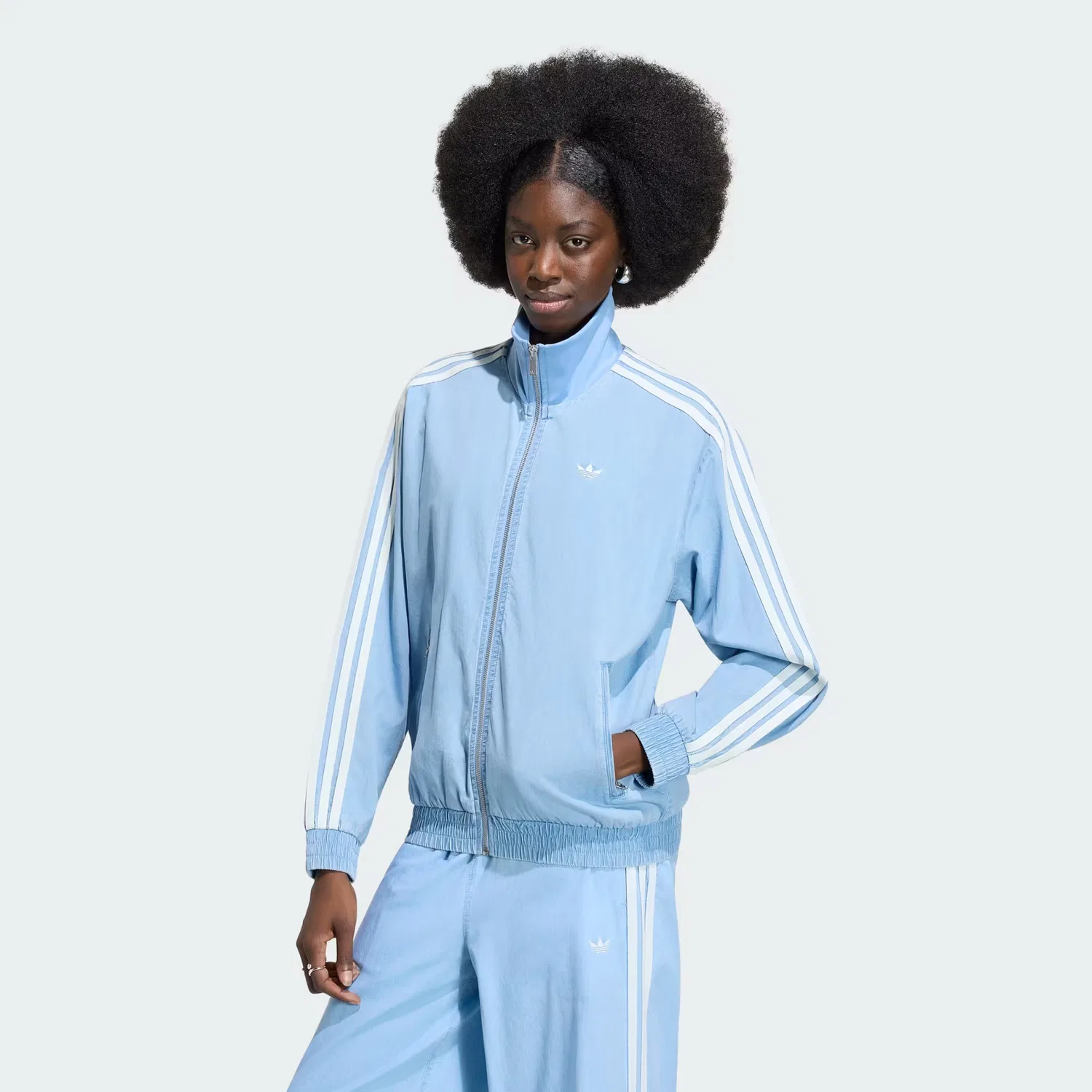 Женская олимпийка на молнии Summer Glow Firebird Adidas Originals, светло-синий деним