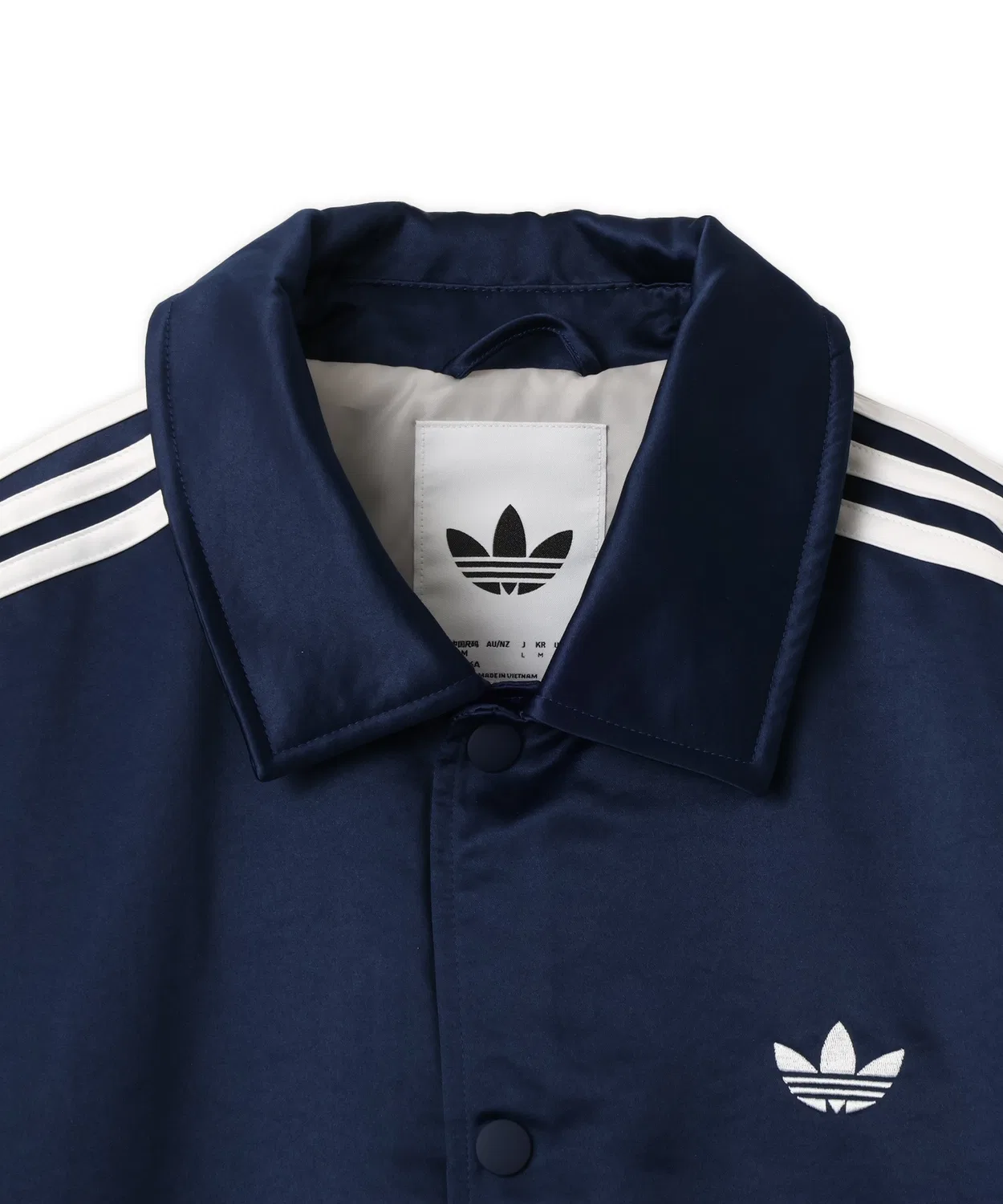 Мужская куртка из сатина с утеплителем, модель 3 Stripes Satin Padded Jacket, Adidas, Navy — фото 3