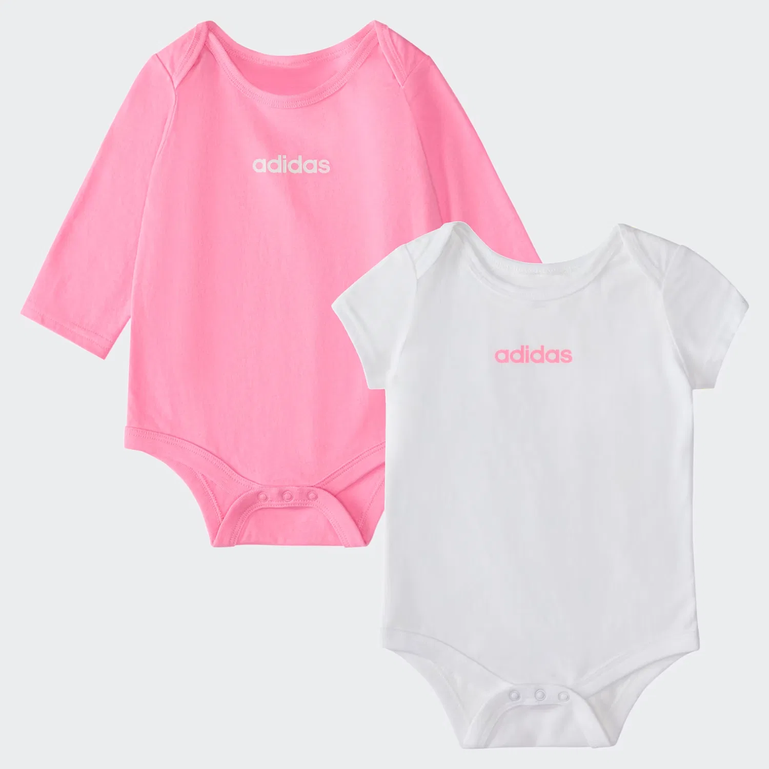 Детский комплект из двух боди и брюк с длинным и коротким рукавом Adidas Sportswear, розовый — фото 2