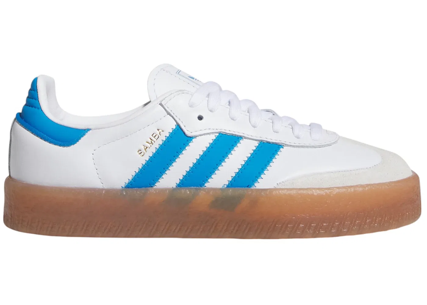 Детские кроссовки lifestyle с замшевыми вставками Adidas Sambae, Cloud White Bright Blue Gold Metallic