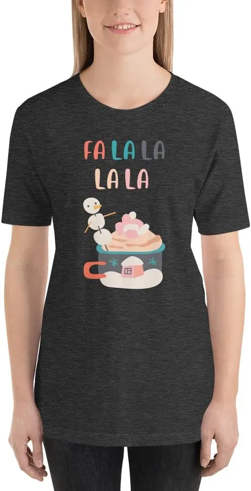 Футболка с принтом FA la la la la Christmas Unisex, Dark Grey Heather