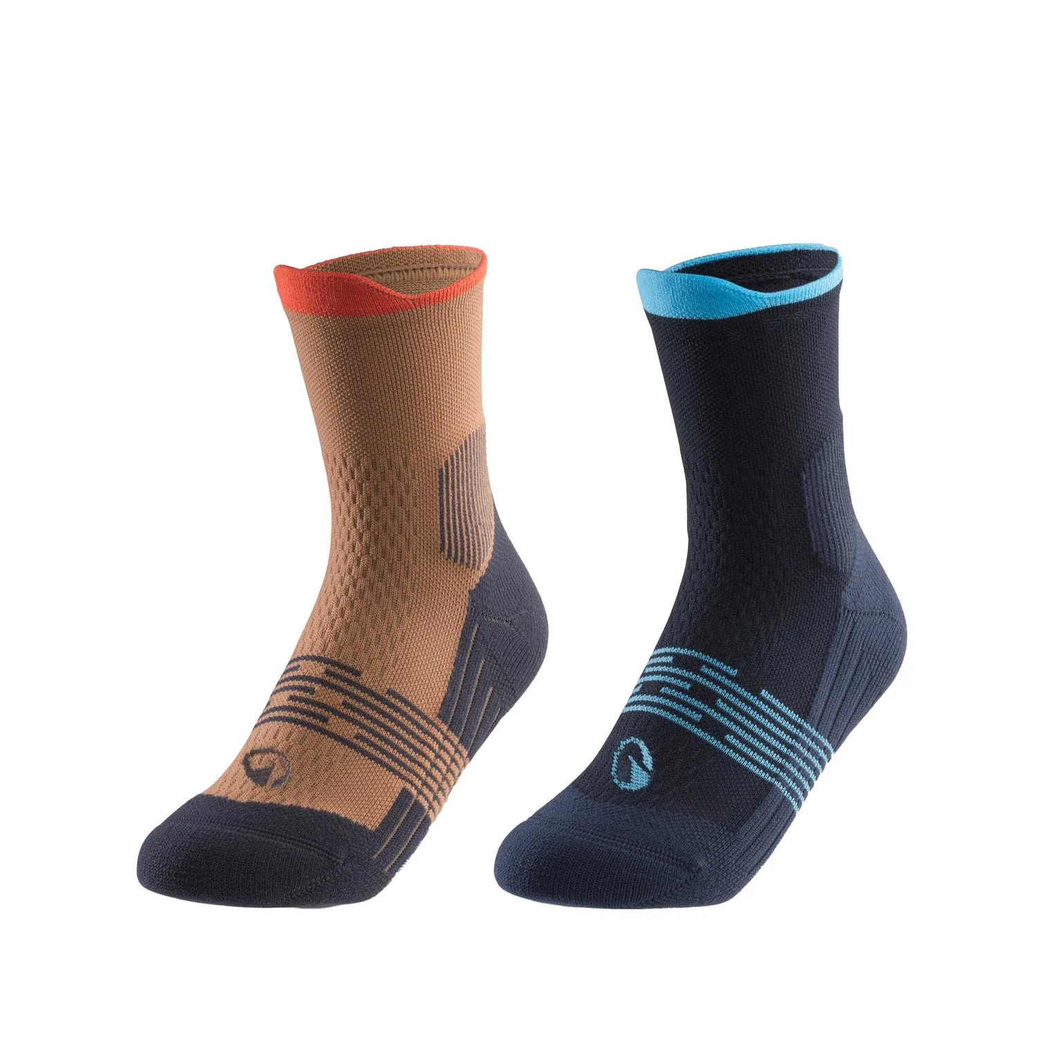 Детские носки хлопковые 2 пары DECATHLON, Light Mocha/Ink