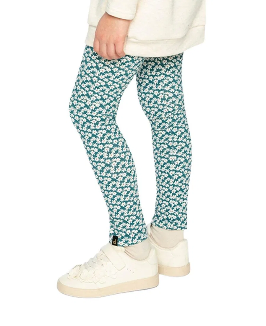 Леггинсы детские хлопковые с принтом Frosted Strawberry Deux par Deux, Green Floral Print — фото 3