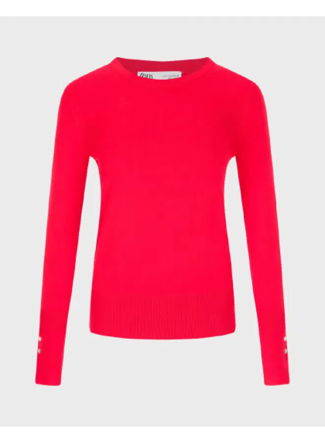 Свитер с круглым вырезом Zara, красный