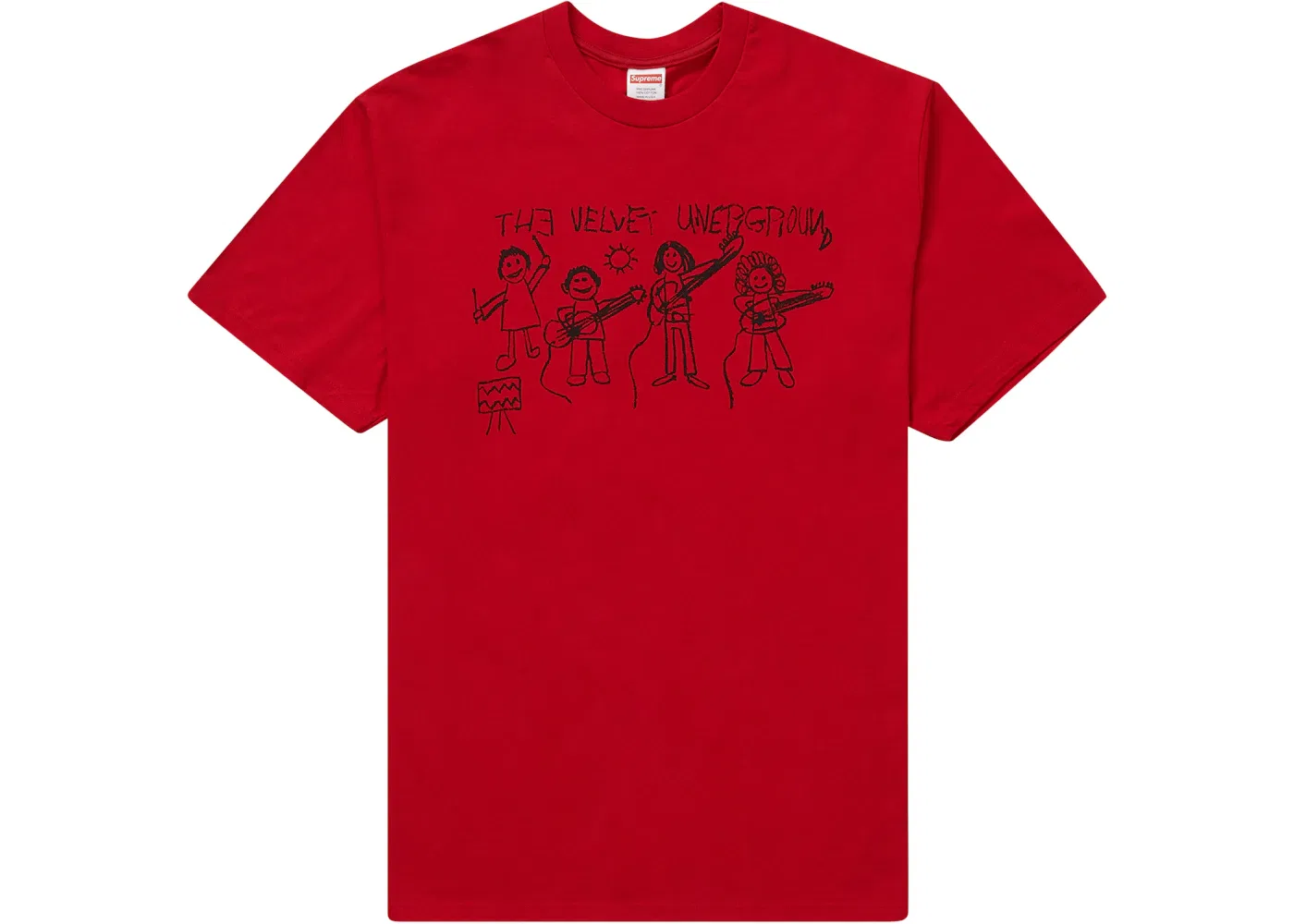 Мужская футболка с принтом Supreme The Velvet Underground Drawing Tee, Red