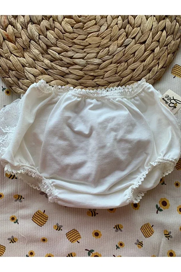 Детские трусы для новорожденных хлопковые Combed Cotton Baby Dress Underpants Honeybeeatelier, Ecru — фото 3