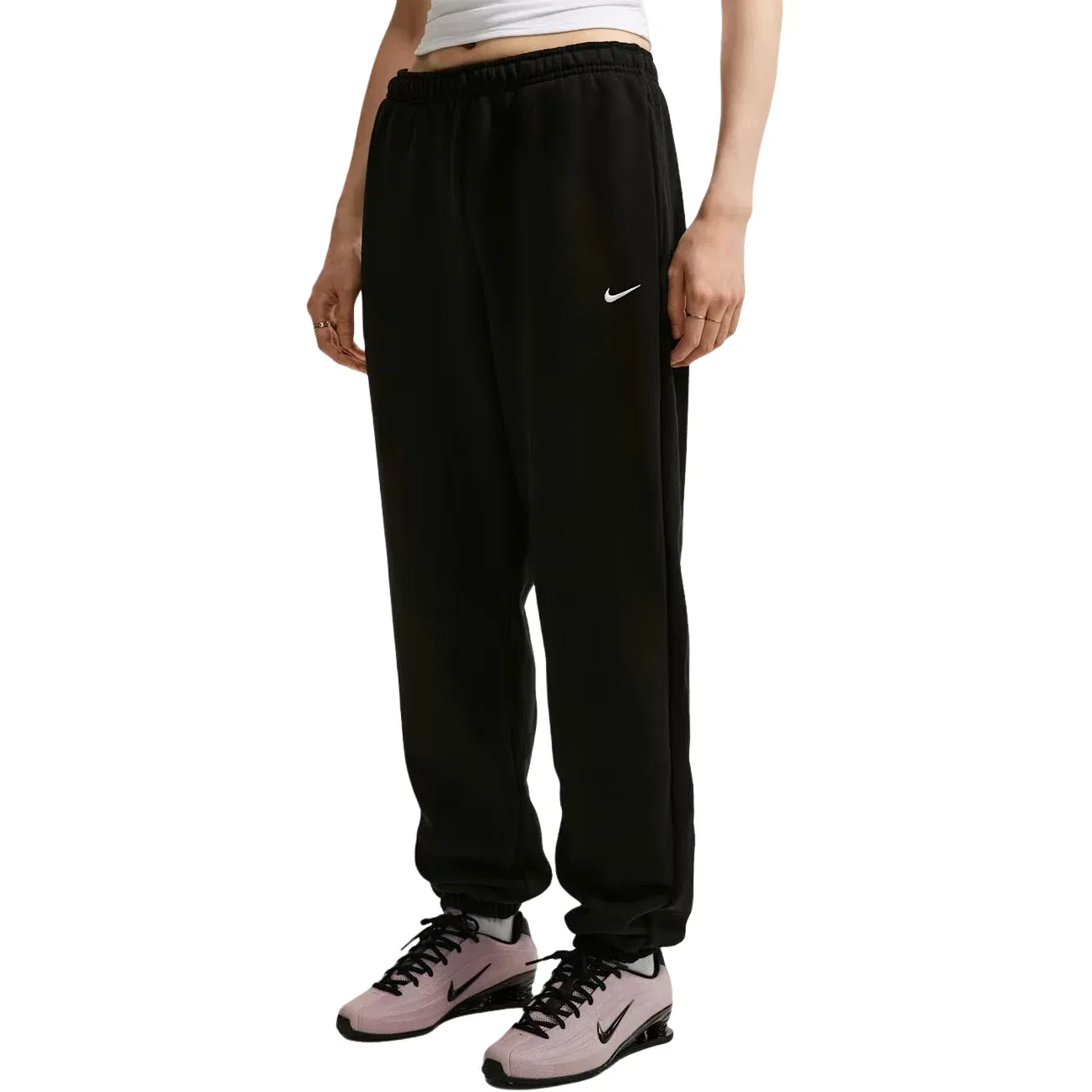 Женские брюки Studio Fleece Medium Weight Trousers 'Dark Grey Heather Sail' Nike, Dark Grey Heather/Sail — фото 3