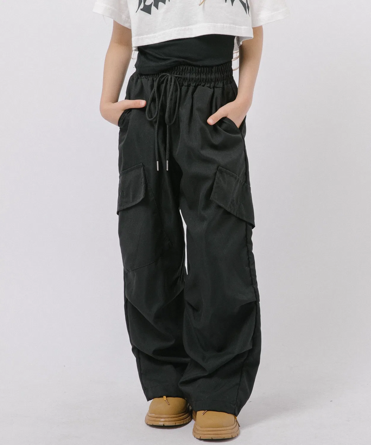 Детские широкие карго-брюки с боковыми карманами URBAN CHERRY, Black
