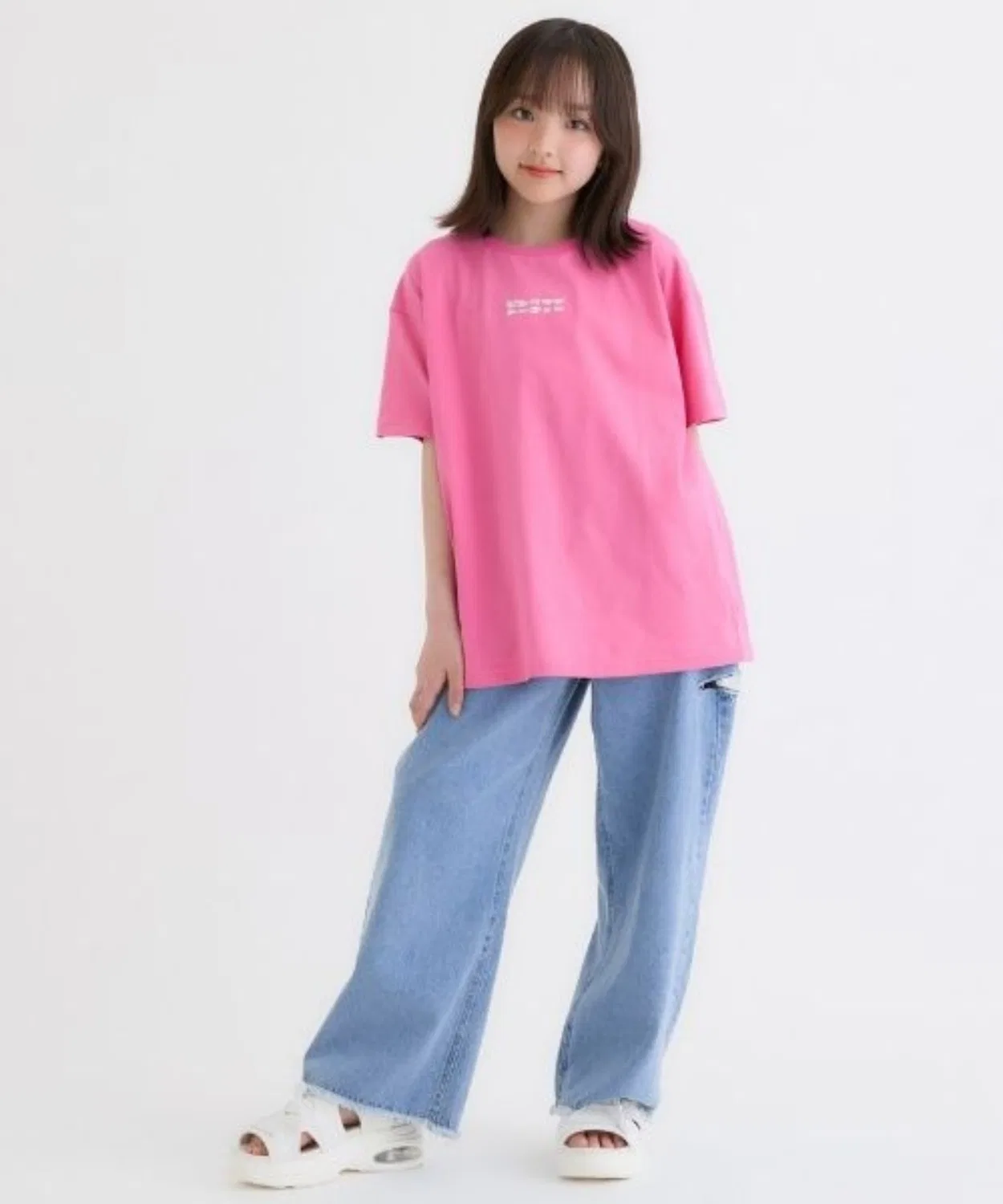 Детская футболка с вышивкой Pink Latte Tokyo Big Tシャツ PINK-latte, Off White — фото 2