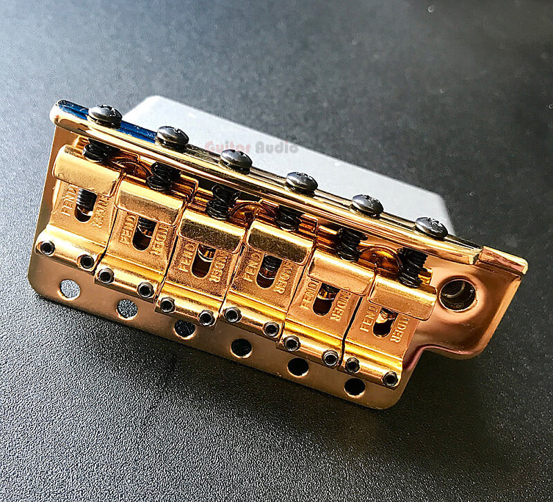 

Подлинный бридж Fender American Vintage SRV Strat для левшей с тремоло — золото 003-8959-000
