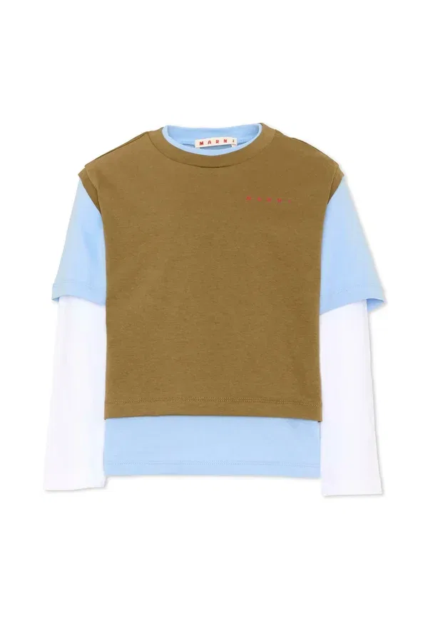 Футболка хлопковая Long sleeved top Marni, brown, коричневый