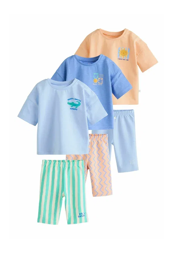 Комплект пижамы из 6 предметов, хлопок, полоска, pyjama set, Next, синий