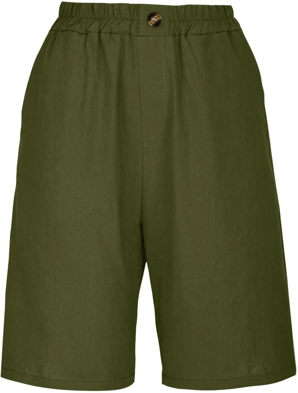 Женские льняные бермуды с широкими штанинами, Army Green — фото 4