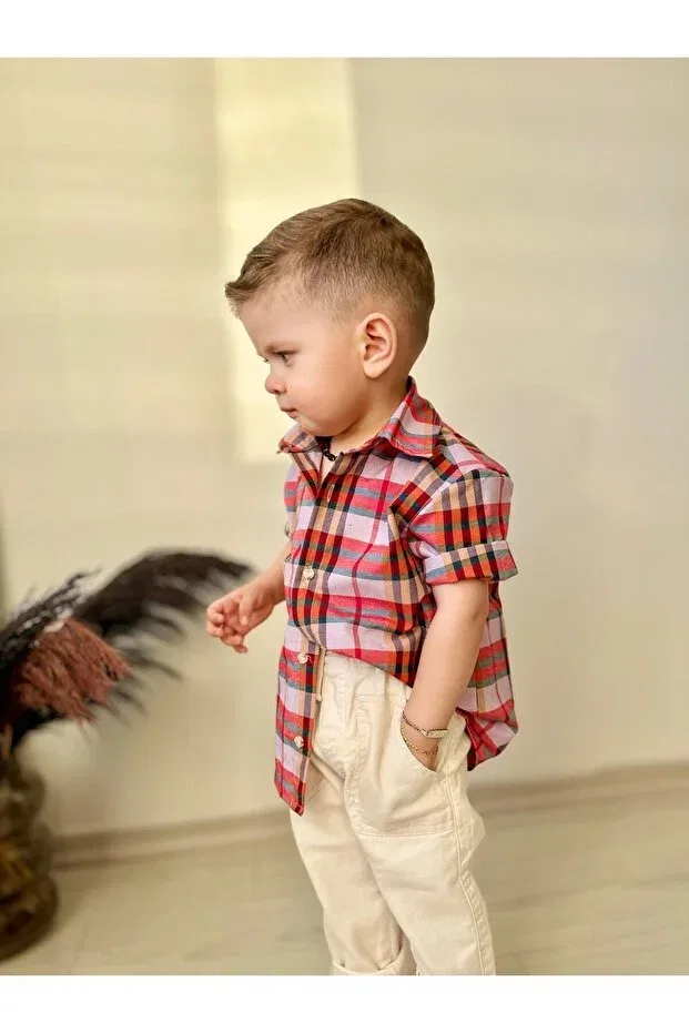 Детская рубашка для мальчиков с коротким рукавом в полоску Favorimkids, Multicolor