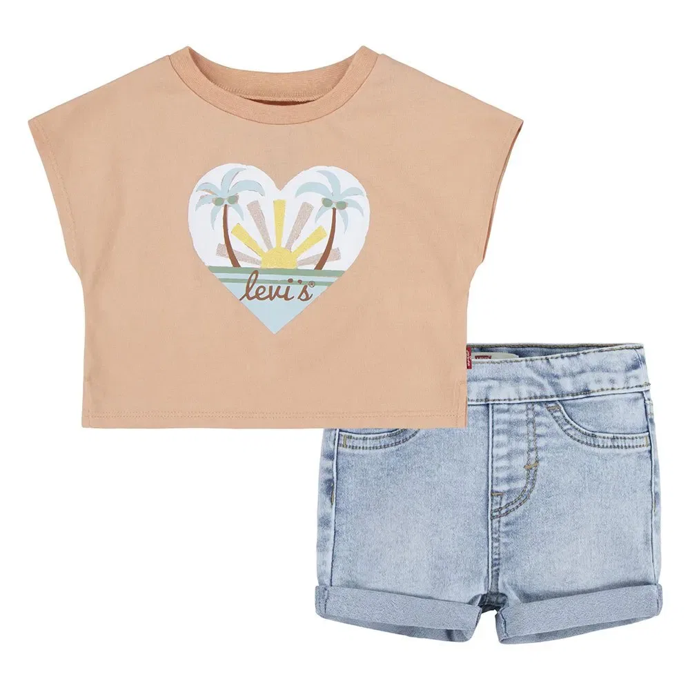 Детский комплект для девочек с принтом Palm Dolman Se Levi's, Beige