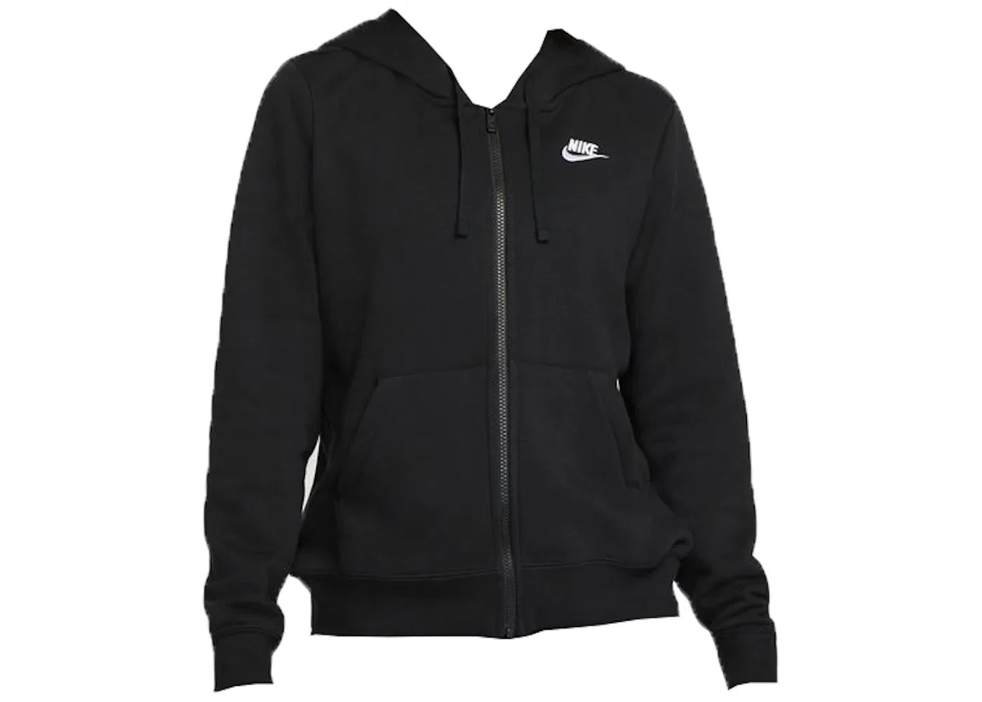 Женская флисовая худи на молнии с капюшоном Nike Club Fleece, Black/White