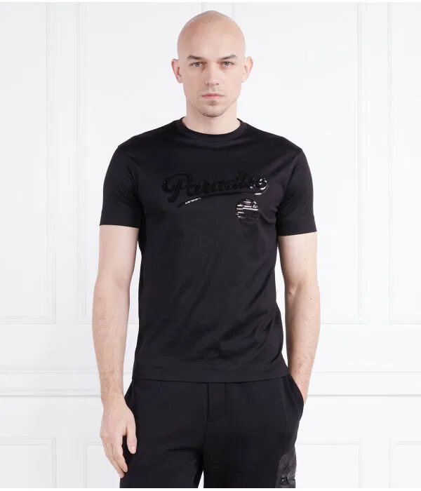 Мужская футболка хлопковая Regular Fit Emporio Armani, черный