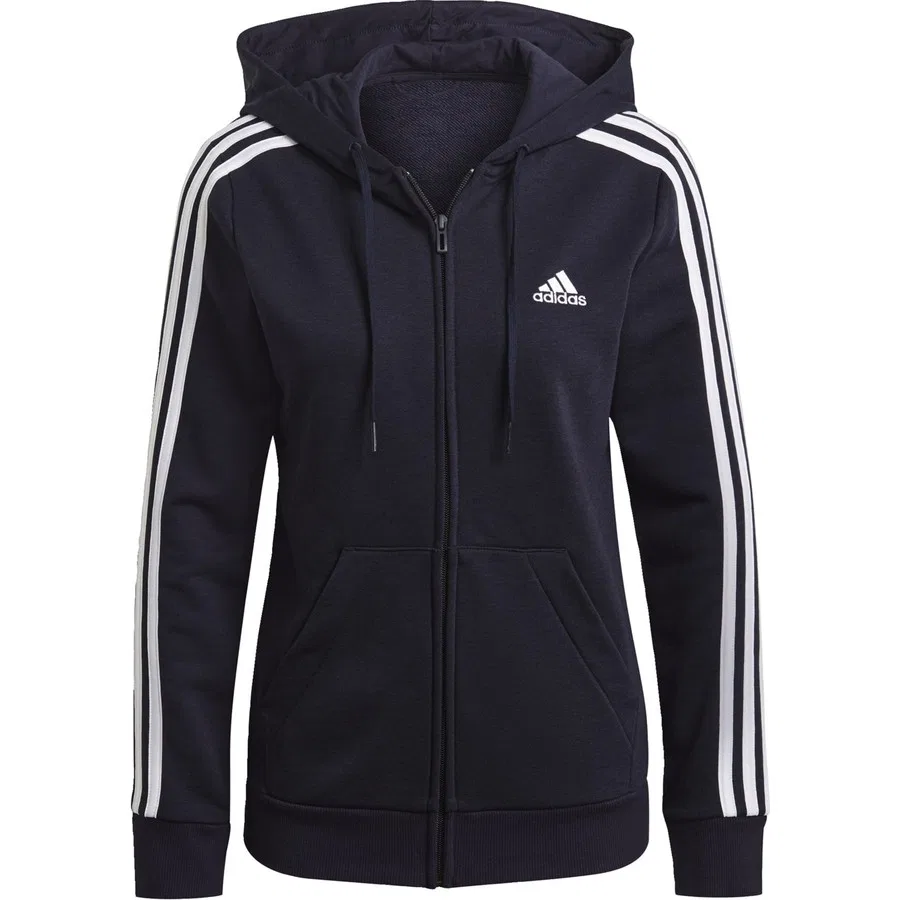 Худи с капюшоном на молнии с принтом 3-Stripes adidas, Розово-белый — фото 2