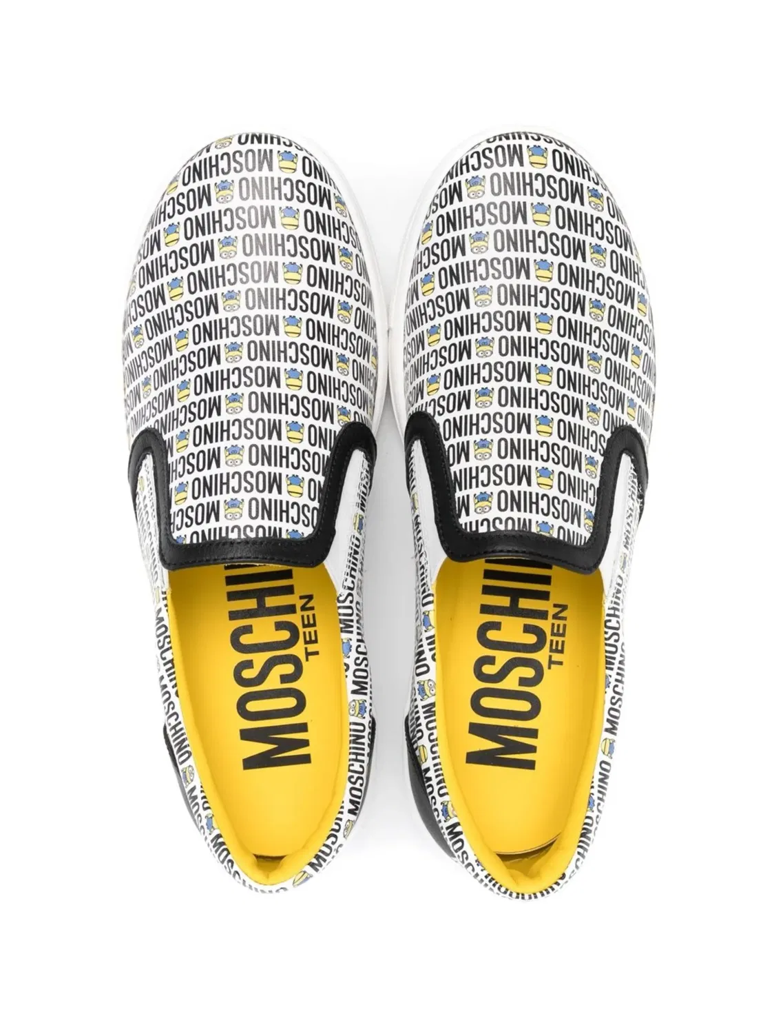 Moschino Кроссовки с логотипом на белой коже — фото 3