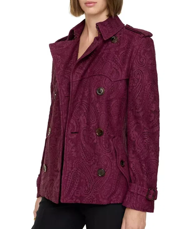 Женское пальто-тренч с кружевным пейслийским узором Foxfield Burberry, Allium Purple — фото 4