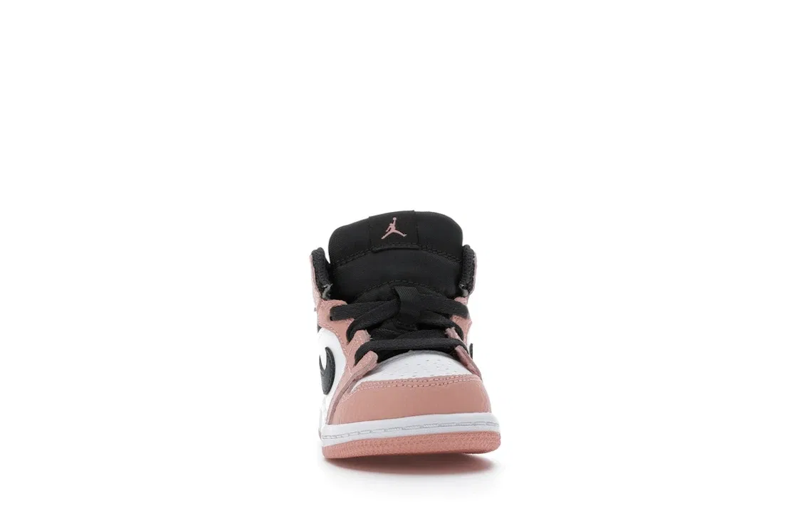 Детские кроссовки Lifestyle с длинным шнурком Jordan 1 Mid Jordan, Pink Quartz/White-Dark Smoke Grey — фото 2