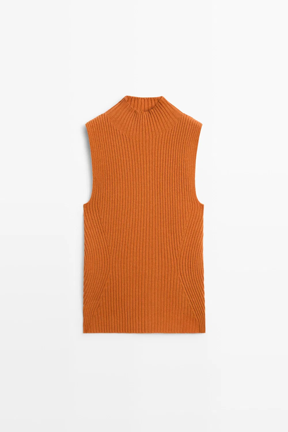 Топ Massimo Dutti Ribbed Turtleneck Knit, оранжевый — фото 2