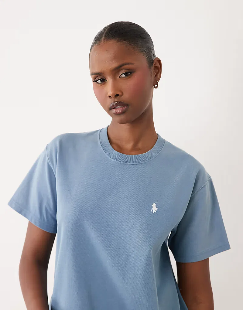 Футболка прямого кроя Polo Ralph Lauren с принтом на спине, синий