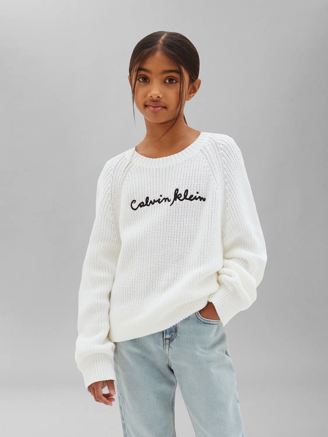 Джемпер с фактурной вязкой Calvin Klein Jeans, белый