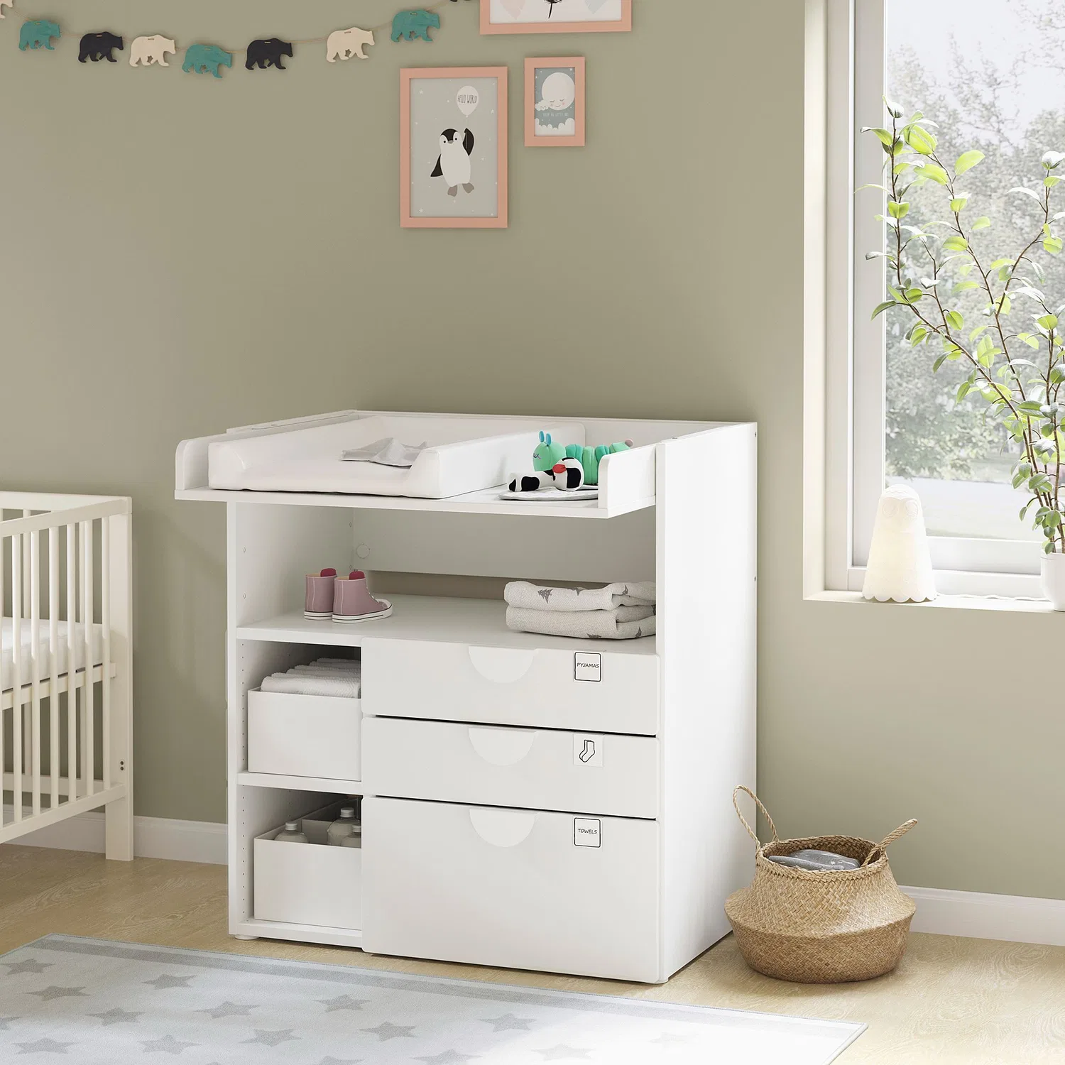 IKEA Småstad Пеленальный столик, белый, 90x79x100 см, с выдвижным ящиком — фото 3