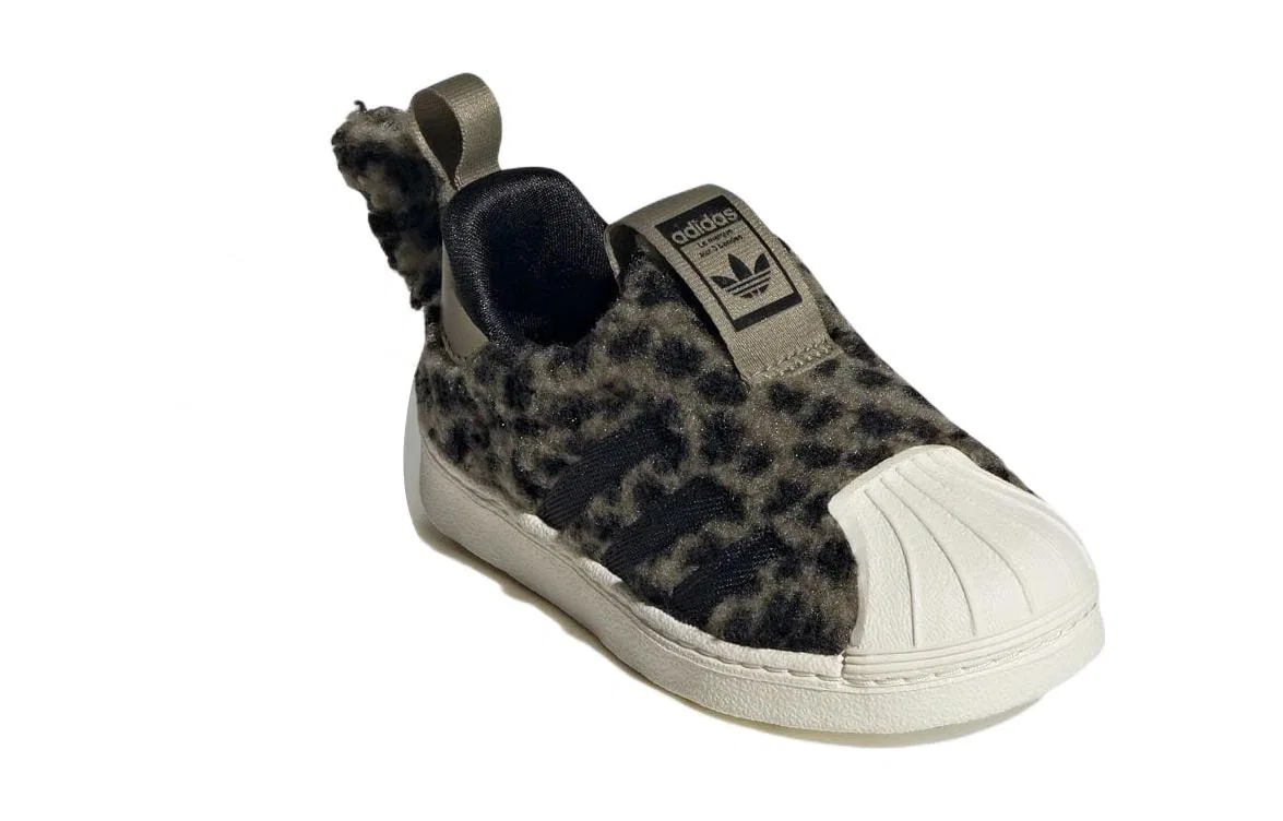 Детские кроссовки для малышей с принтом леопарда SUPERSTAR 360 Adidas Originals, Green Black Leopard Print — фото 4