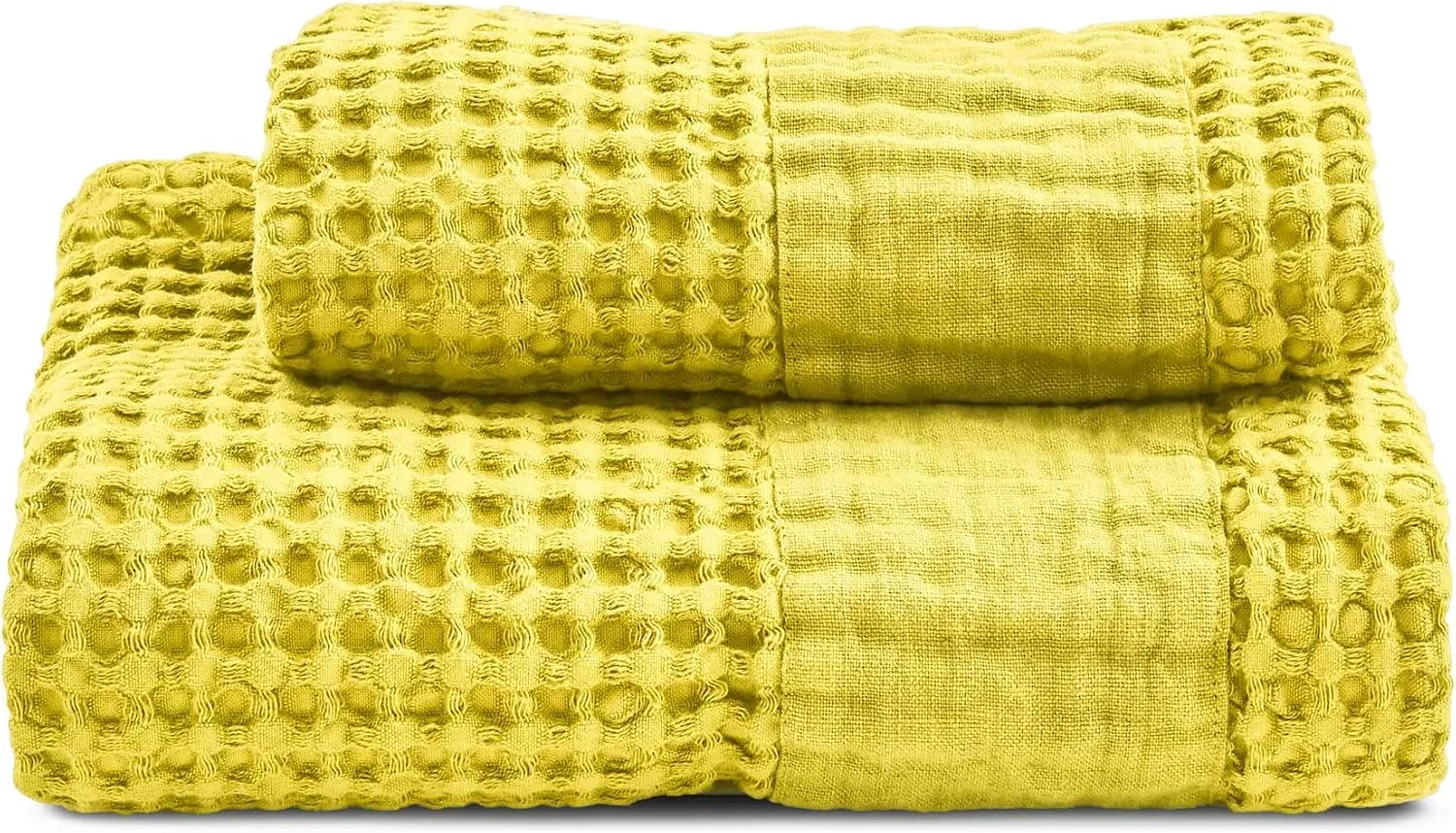 Набор полотенец Jaspy, Льняная окантовка, Lisola, 2 шт, 110x60 см и 60x40 см, Yellow