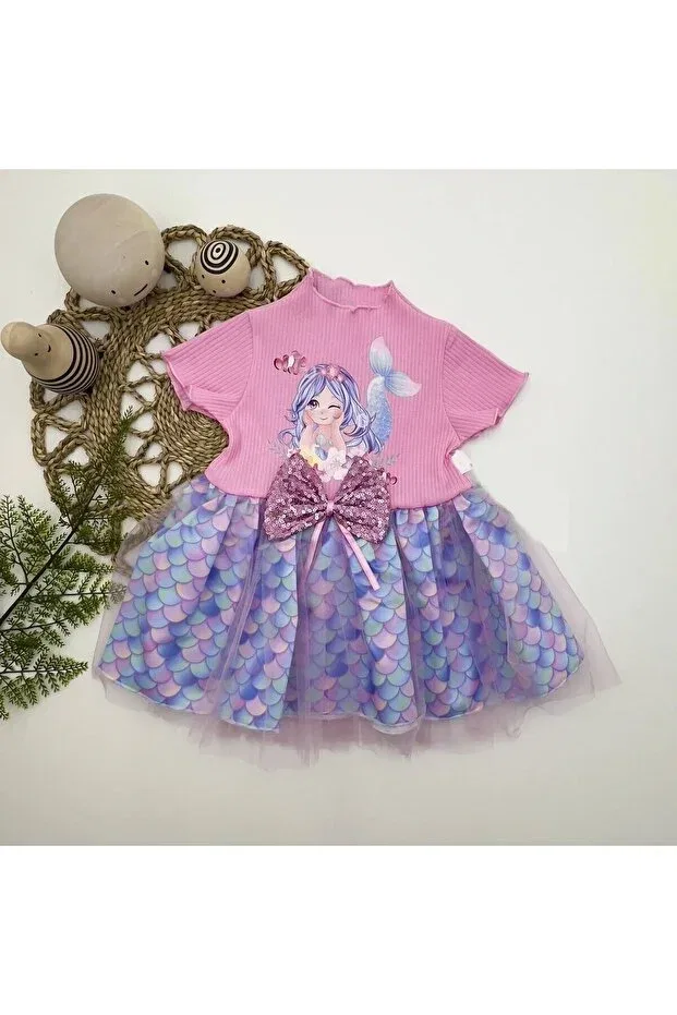 Детское платье для девочек с принтом Mermaid Printed Flake Pattern Skirt Generic Brands, Colored