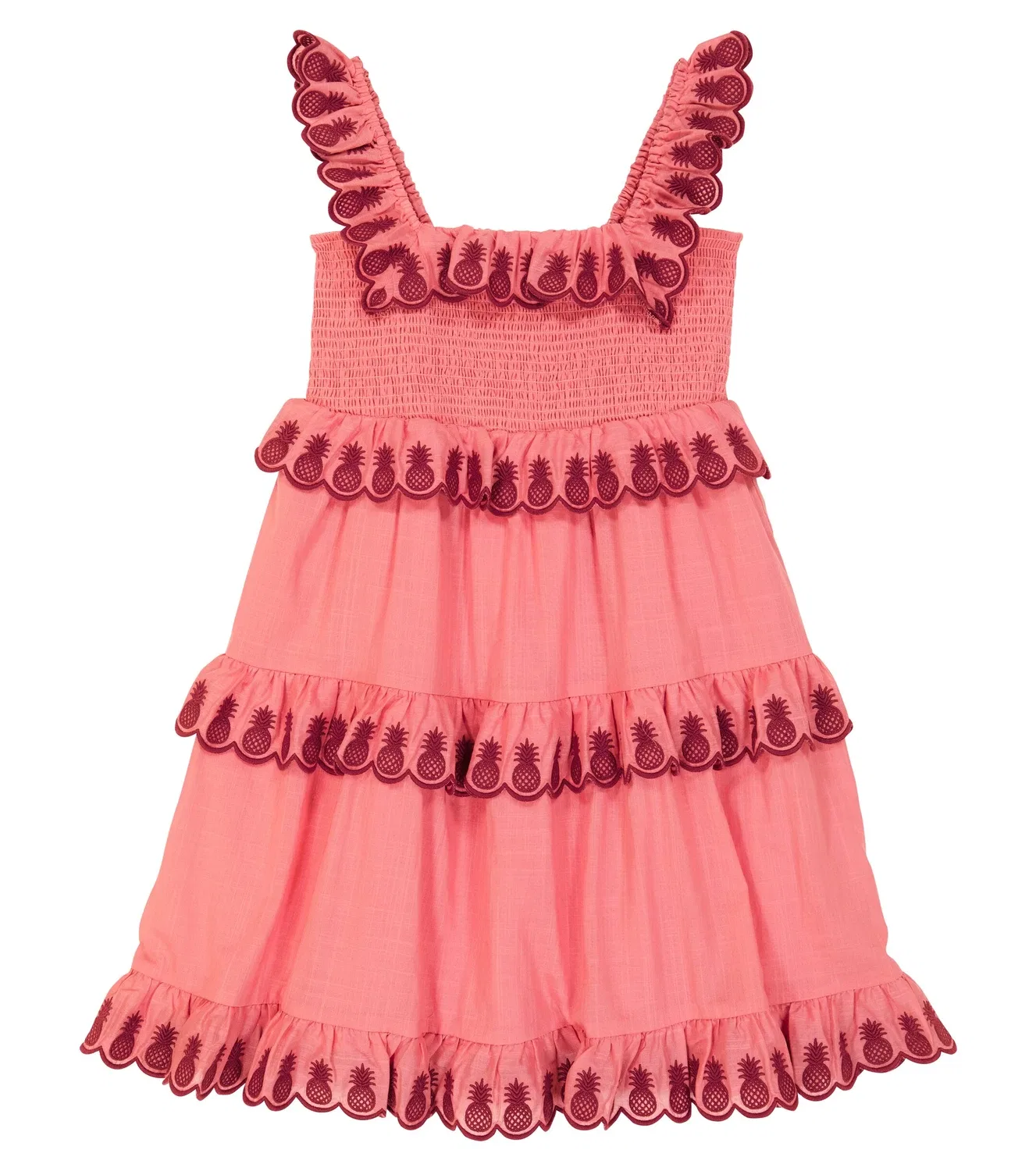 Платье хлопковое с вышивкой Tropicana Zimmermann Kids, розовый