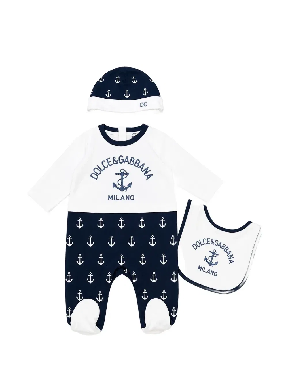 Комплект из трех боди с принтом якоря Dolce & Gabbana Kids, синий