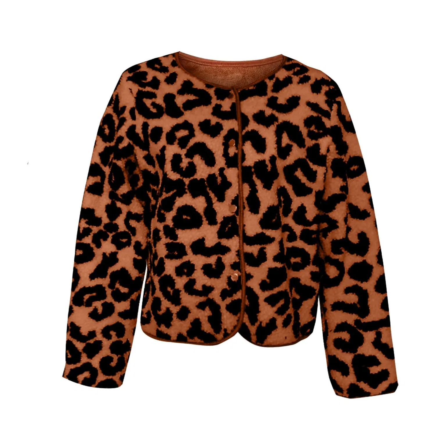 Женское пальто с принтом леопарда, на флисе, Warm Fluffy Winter Coat, Caff