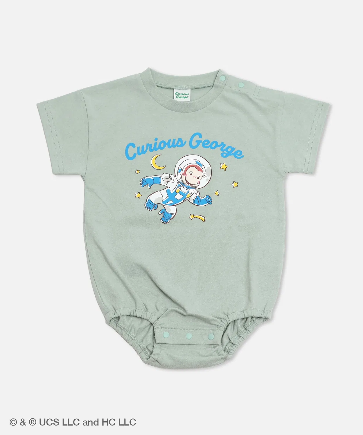 Детский хлопковый боди-комбинезон с принтом Curious George Chil2, Charcoal Grey — фото 2