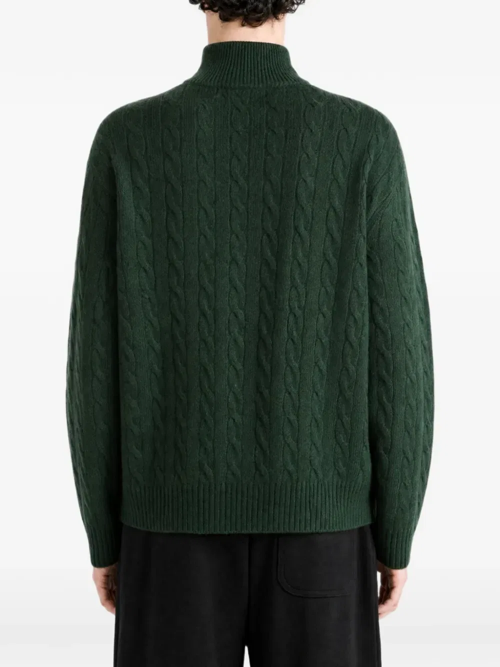 Джемпер с воротником-молнией и косами POLO RALPH LAUREN, зеленый — фото 4