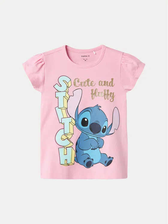 Футболка regular fit Folly Stitch Name It, розовый — фото 2