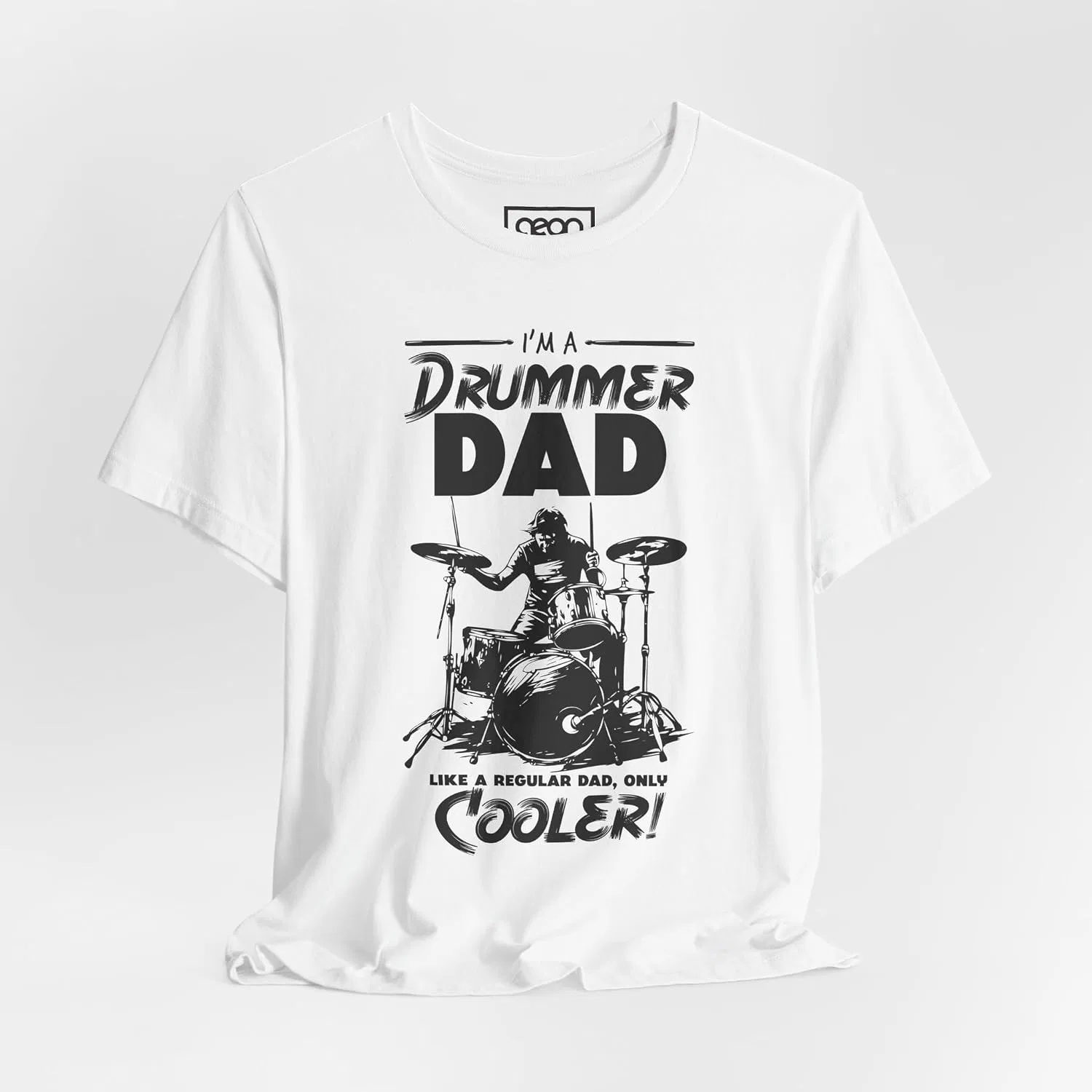 Мужская футболка с принтом Drummer Dad, White — фото 3