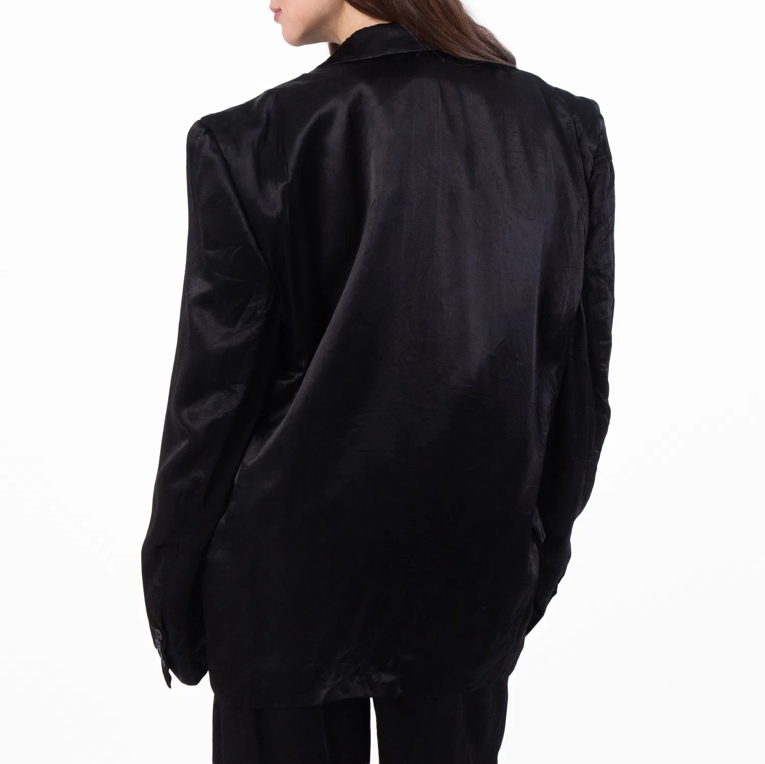 Пальто из крепа с двубортной застежкой Steriod Double Breasted Creased Jacket Balenciaga, Black — фото 4