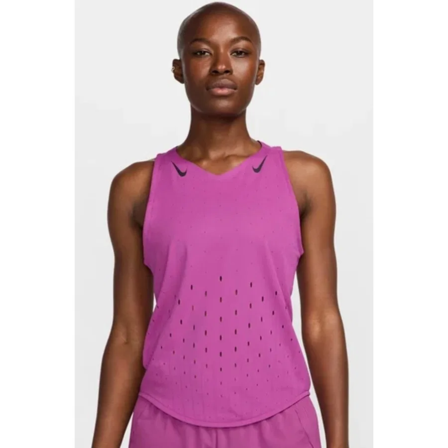 Женский топ-безрукавка с V-образным вырезом Nike Dri Fit Aeroswift Running Adv Singlet, Фиолетовый