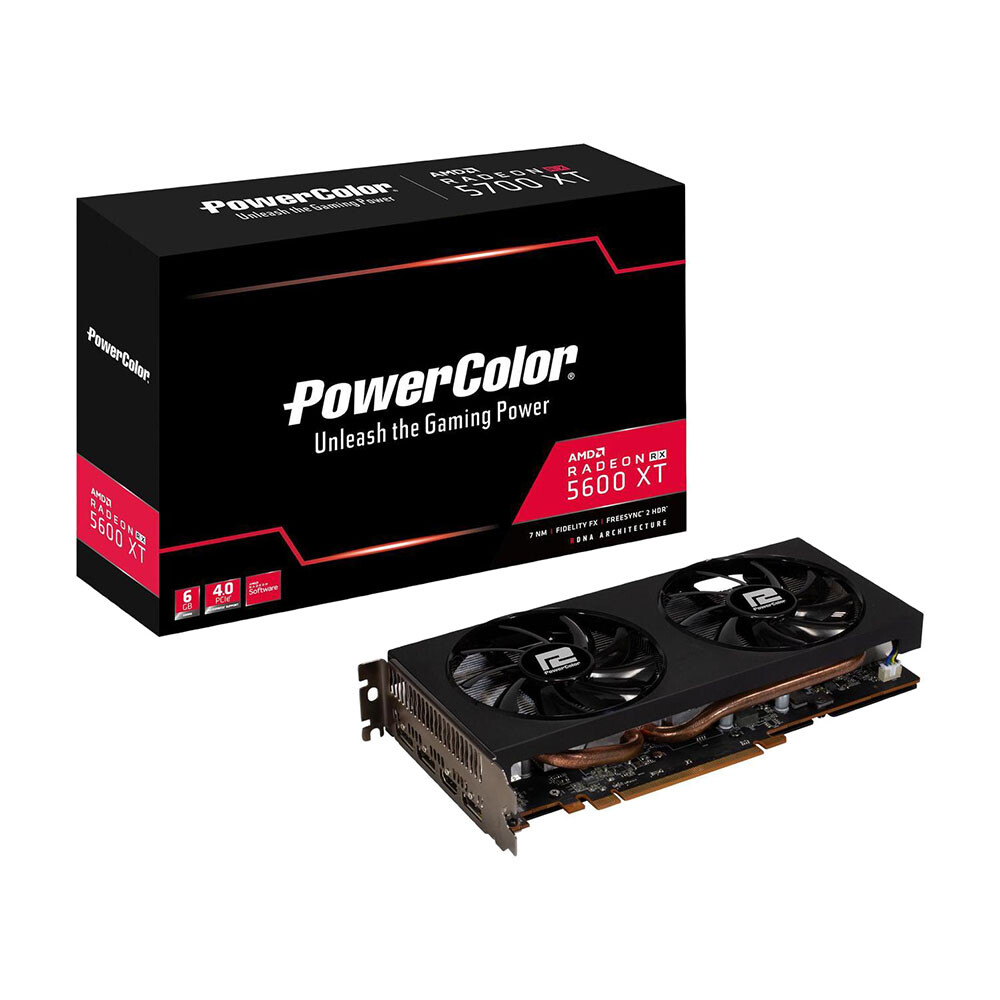 

Видеокарта PowerColor Radeon RX 5600 XT, 6 Гб, AXRX 5600 XT 6GBD6-3DHV2/OC, черный