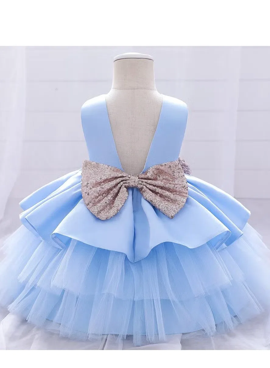 Платье с цветочной аппликацией для девочки Best Gift Fashion, синий — фото 3