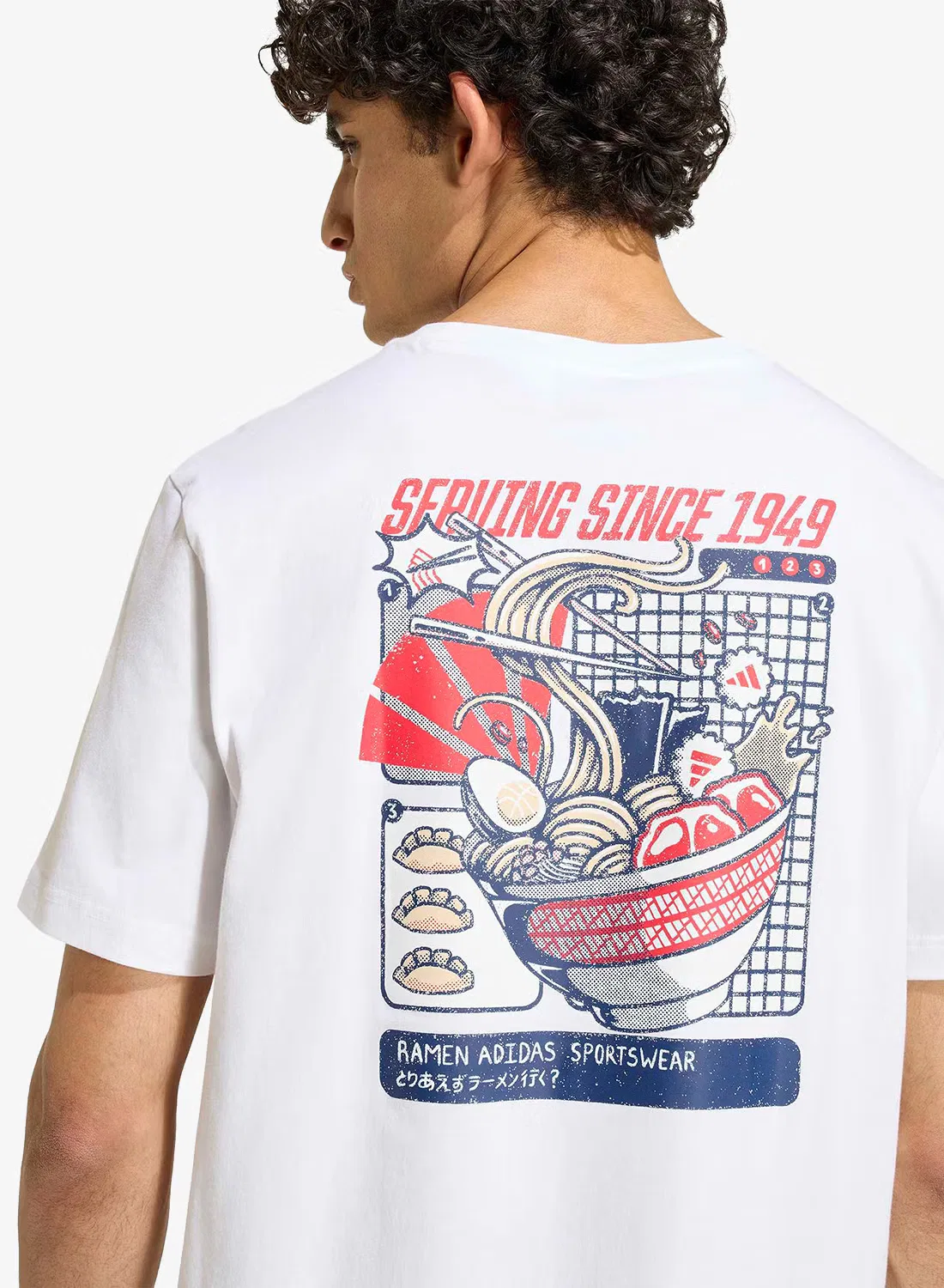 Футболка с принтом Ramen graphic Adidas, белый — фото 4