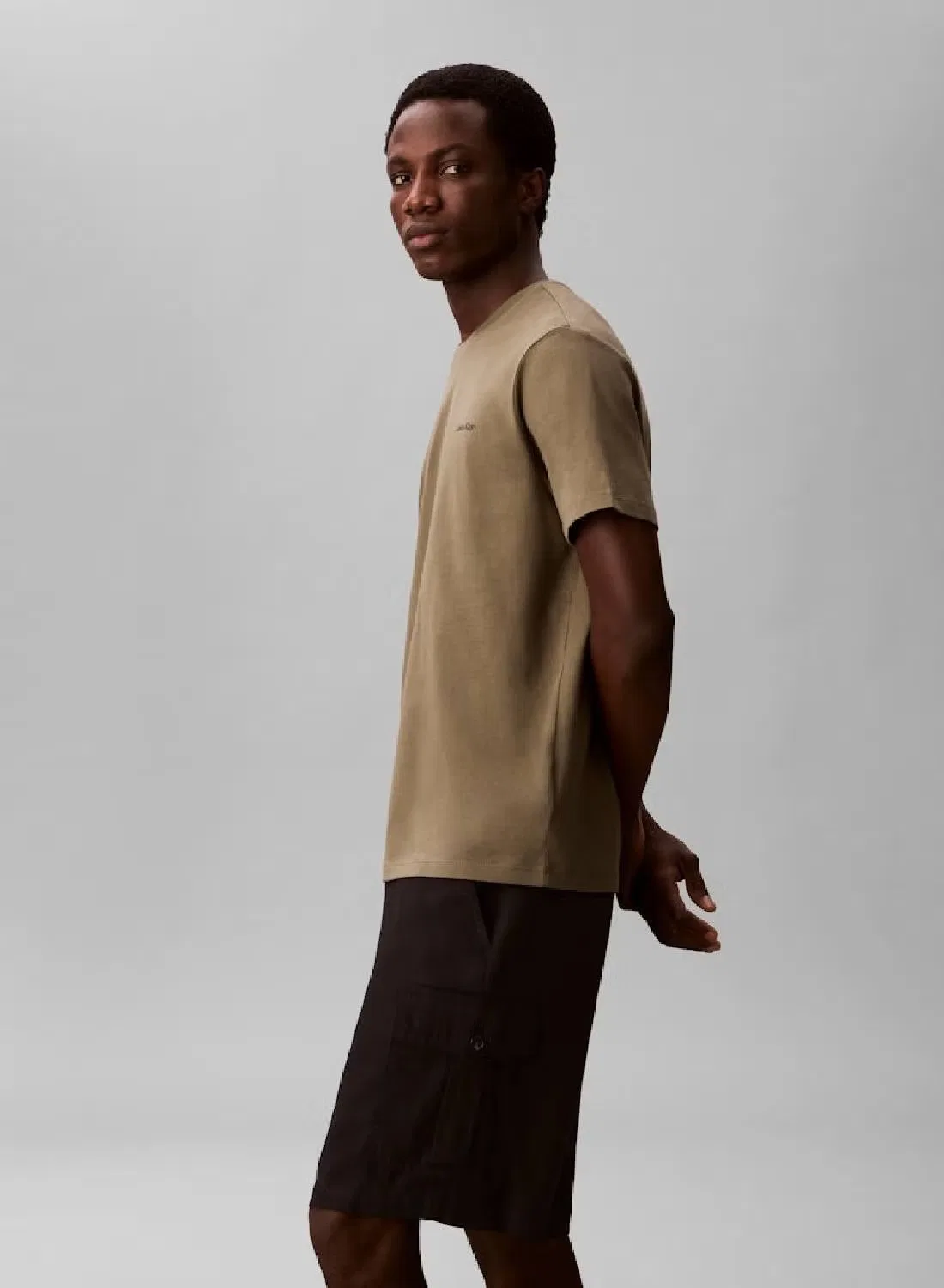 Футболка с микрологиком, Calvin Klein, оливковый — фото 4